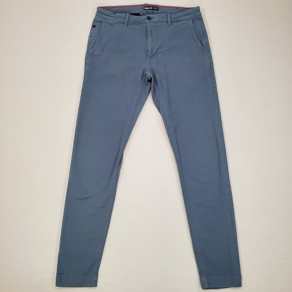 Big Star Chino Pants Men 31x32 Heathered Blue Gray Slim Fit Tapered Leg Oxford